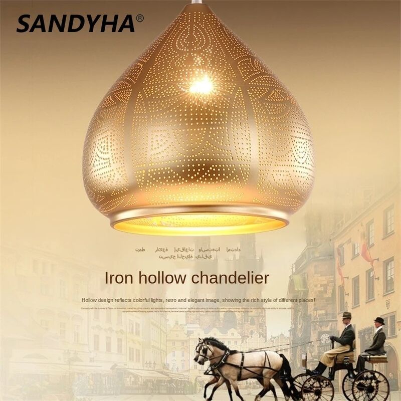 Minimalist Iron Gold Black Restaurant Dining Living Room Bar Indoor Light Modern Arabian Style Led Pendant Lamp (WH-DC-74)