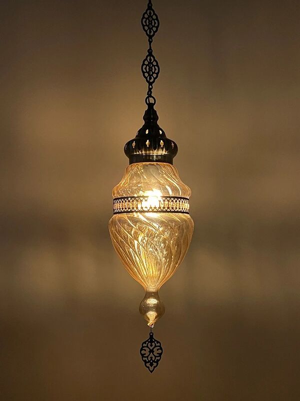 Light brown handmade glass Pendant lamp Moroccan bedroom bedside chandelier (WH-DC-76)