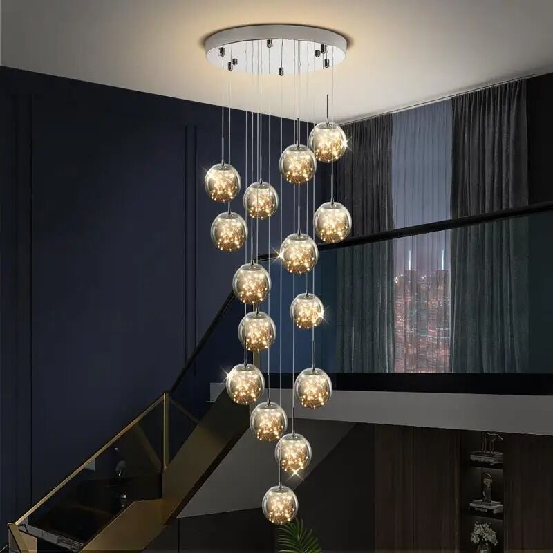 Modern Led Chandelier Glass Ball Pendant Light Staircase LED Decor Lusters(WH-NC-125)
