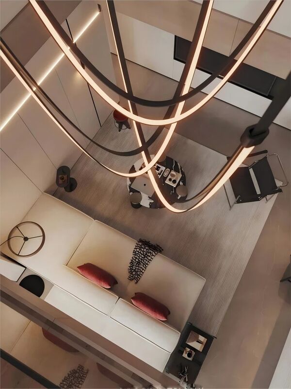 Dimmable LED Fexible Brown Black Leather Belt Chandelier (WH-NC-132)
