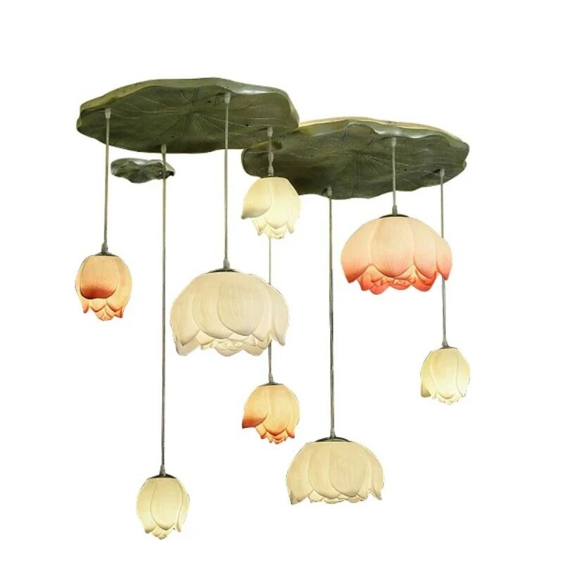 Modern New Chinese Style Chandelier Pastoral Dining Room Living Room Simple Classical Decorative Creative Lotus Lamps (WH-MI-478)