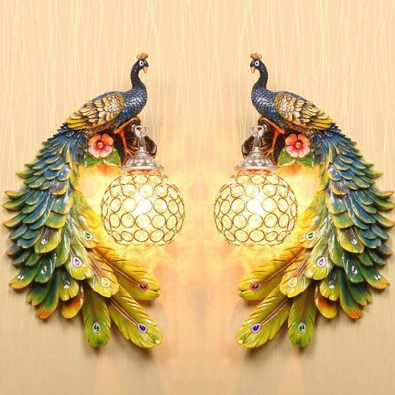 Crystal Wall Lamp Bohemia Peacock Retro Wall Light Bedside Lamp (WH-VR-61)