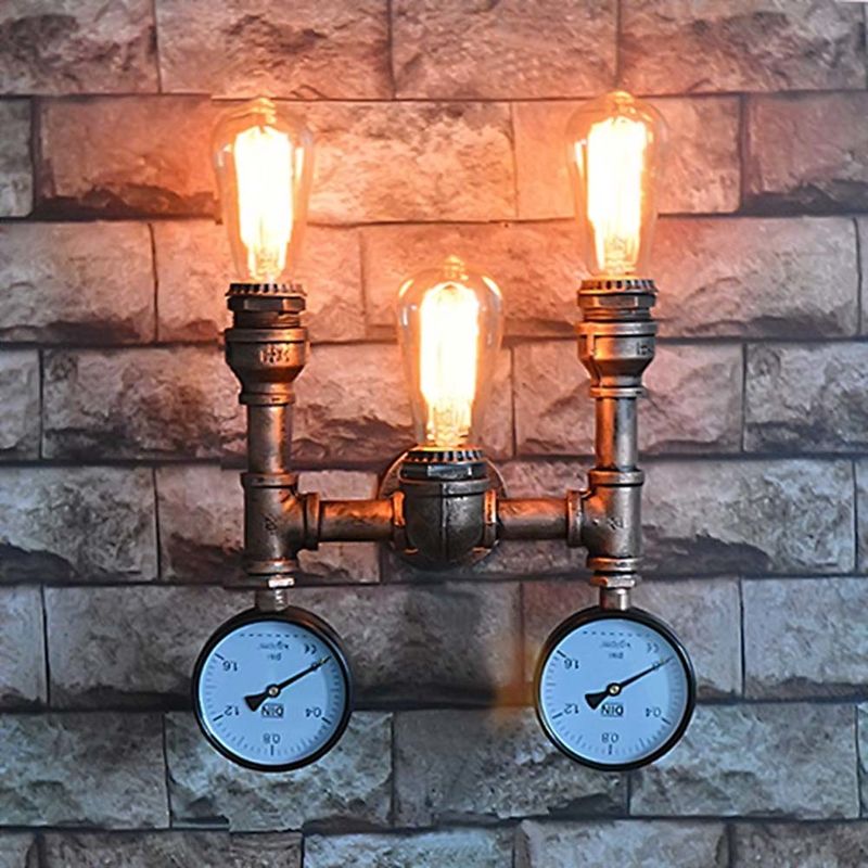 Vintage Industrial Water Pipe Wall Light Retro E27 Edison Wrought Iron steampunk lamp (WH-VR-90)