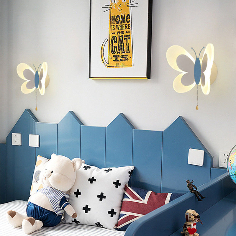 Cartoon Cute Blue Pink Butterfly Wall Lamp Creative Wall Mount LED Light（WH-OR-139)