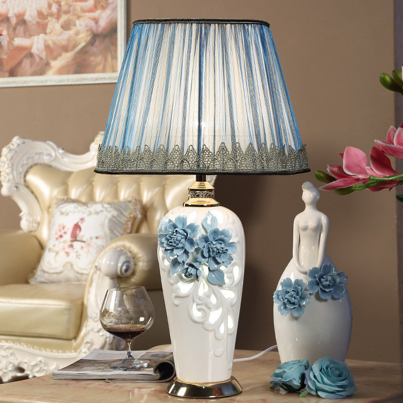 European Ceramic Table Lamp Handmade Living Room Wedding large table lamp(WH-MTB-82)