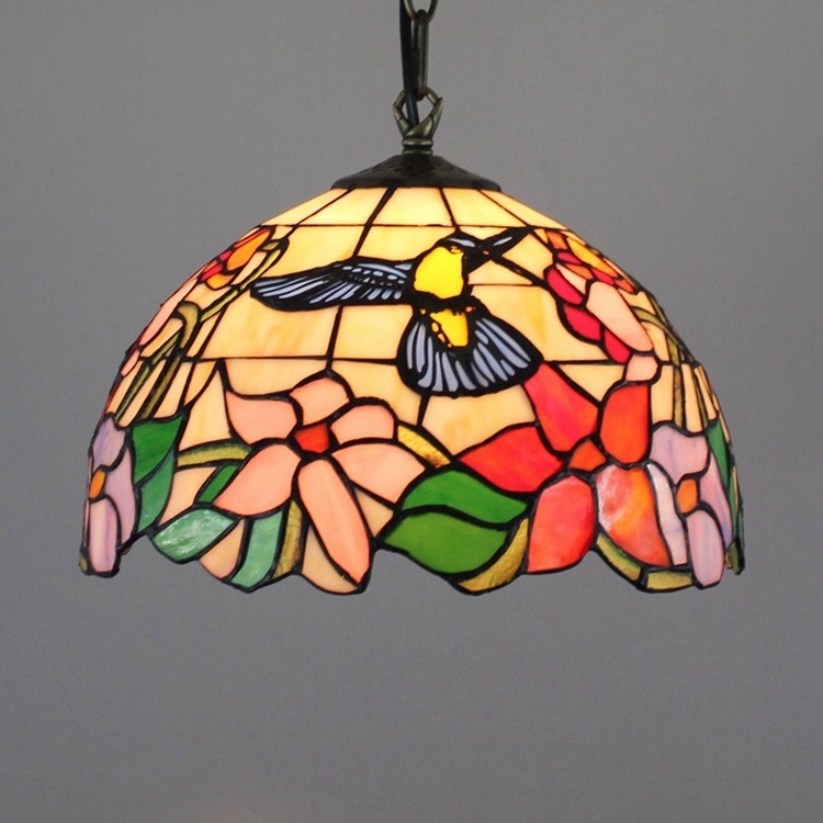 Tiffany creative decor Tiffany colored glass restaurant chandelier European retro bird lamp(WH-TF-36)