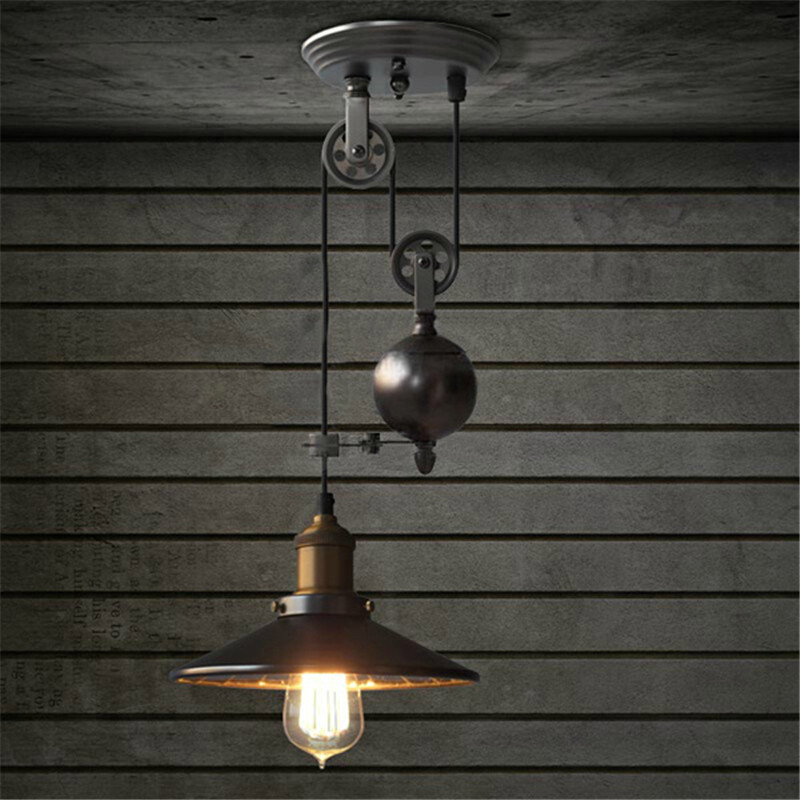 Black rustic lamp pulley pendant lights dinning room bedroom Kitchen island pendant lamp(WH-VP-127)