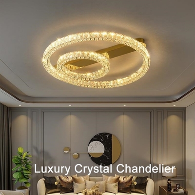 Lâmpada de teto de anel de luxo Lâmpada de teto de cristal de quarto moderno
