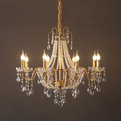 Lâmpada de cristal americana de estilo retrô francês, candelabro de pérola (WH-CY-255)