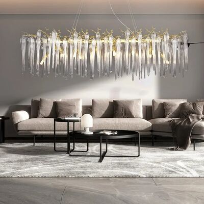 Candelabro de cristal de ouro retangular, de cristal de telhado, de ramos de ouro, candelabro pendurado (WH-CY-258)